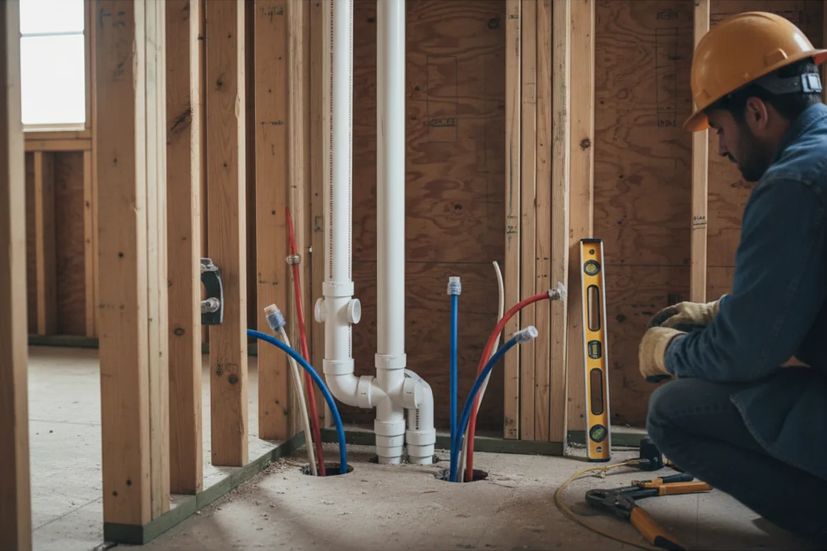 Drain and supply rough-in during Sump Pump Repair in Rhinebeck